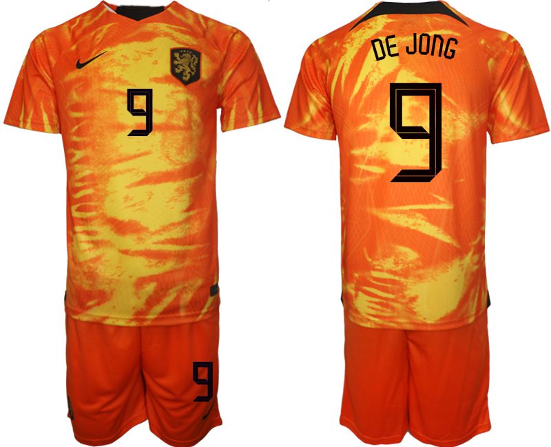Men 2022 World Cup National Team Netherlands home orange #9 Soccer Jerseys->customized soccer jersey->Custom Jersey
